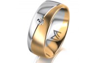 Ring 18 Karat Gelbgold/950 Platin 7.0 mm l&auml;ngsmatt 1...