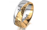 Ring 18 Karat Gelbgold/950 Platin 7.0 mm diamantmatt 1...