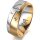 Ring 18 Karat Gelbgold/950 Platin 7.0 mm l&auml;ngsmatt 3 Brillanten G vs Gesamt 0,070ct