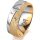 Ring 18 Karat Gelbgold/950 Platin 7.0 mm kreismatt 3 Brillanten G vs Gesamt 0,070ct