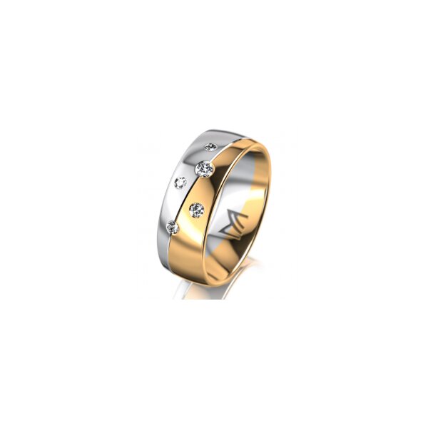 Ring 18 Karat Gelbgold/950 Platin 7.0 mm poliert 5 Brillanten G vs Gesamt 0,095ct