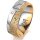 Ring 18 Karat Gelbgold/950 Platin 7.0 mm kristallmatt 5 Brillanten G vs Gesamt 0,095ct