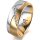 Ring 18 Karat Gelbgold/950 Platin 7.0 mm l&auml;ngsmatt 6 Brillanten G vs Gesamt 0,080ct