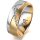 Ring 18 Karat Gelbgold/950 Platin 7.0 mm sandmatt 6 Brillanten G vs Gesamt 0,080ct