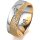 Ring 18 Karat Gelbgold/950 Platin 7.0 mm kristallmatt 6 Brillanten G vs Gesamt 0,080ct