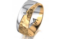 Ring 18 Karat Gelbgold/950 Platin 8.0 mm diamantmatt 1...
