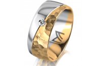 Ring 18 Karat Gelbgold/950 Platin 8.0 mm diamantmatt 1...