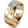 Ring 18 Karat Gelbgold/950 Platin 8.0 mm poliert 3 Brillanten G vs Gesamt 0,080ct
