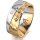 Ring 18 Karat Gelbgold/950 Platin 8.0 mm diamantmatt 3 Brillanten G vs Gesamt 0,080ct