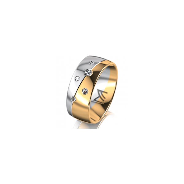 Ring 18 Karat Gelbgold/950 Platin 8.0 mm poliert 5 Brillanten G vs Gesamt 0,115ct