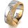 Ring 18 Karat Gelbgold/950 Platin 8.0 mm kristallmatt 7 Brillanten G vs Gesamt 0,095ct