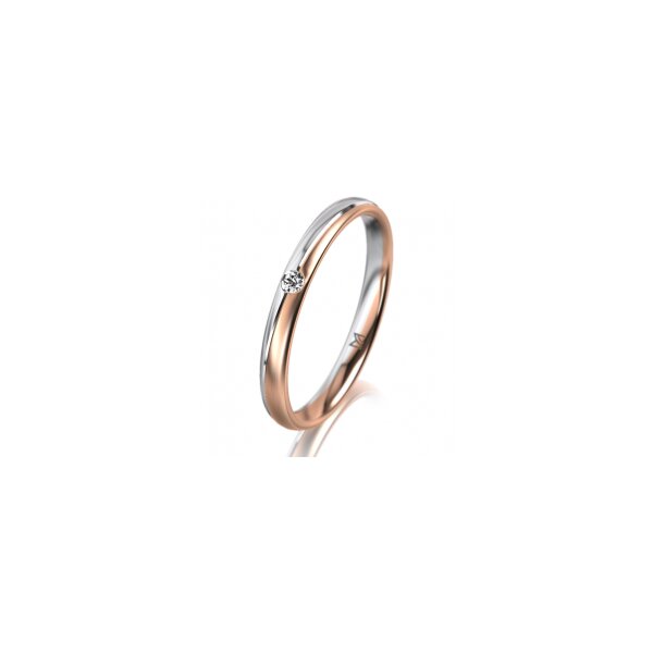 Ring 18 Karat Rotgold/950 Platin 2.5 mm längsmatt 1 Brillant G vs 0,025ct