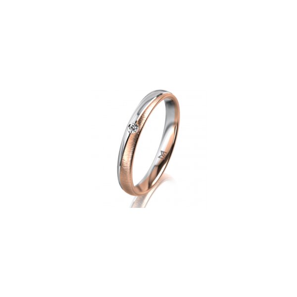 Ring 18 Karat Rotgold/950 Platin 3.0 mm sandmatt 1 Brillant G vs 0,025ct