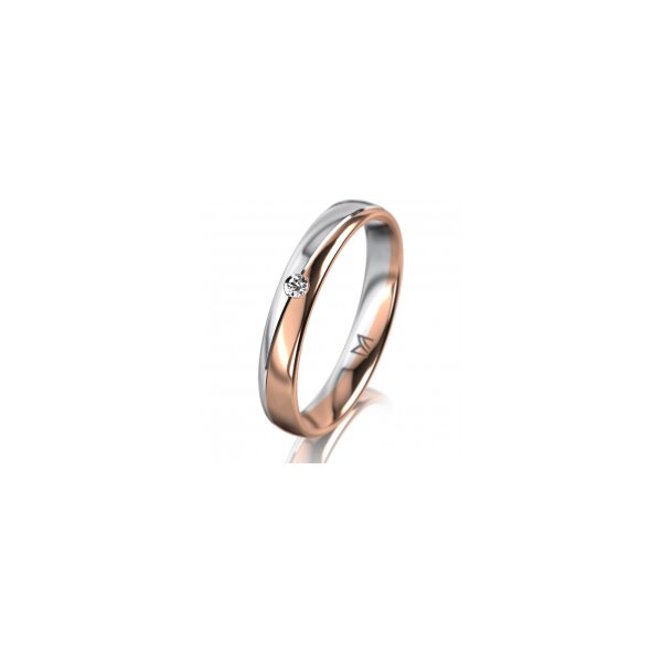 Ring 18 Karat Rotgold/950 Platin 3.5 mm poliert 1 Brillant G vs 0,025ct