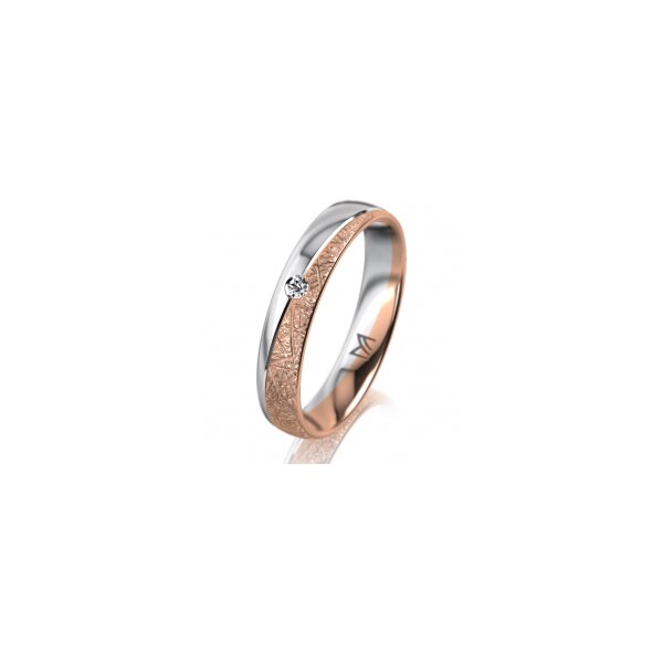Ring 18 Karat Rotgold/950 Platin 4.0 mm kristallmatt 1 Brillant G vs 0,025ct