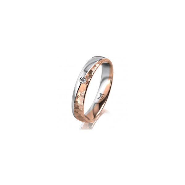 Ring 18 Karat Rotgold/950 Platin 4.0 mm diamantmatt 1 Brillant G vs 0,025ct