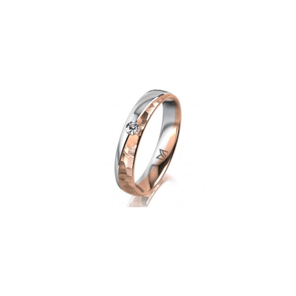 Ring 18 Karat Rotgold/950 Platin 4.0 mm diamantmatt 1 Brillant G vs 0,050ct