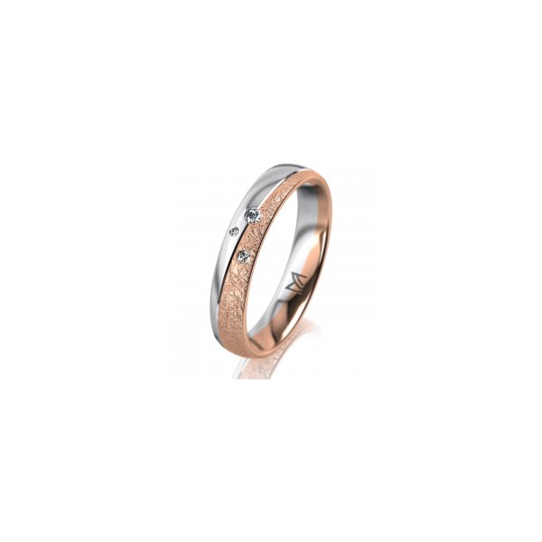 Ring 18 Karat Rotgold/950 Platin 4.0 mm kreismatt 3 Brillanten G vs Gesamt 0,030ct