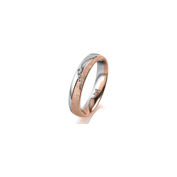 Ring 18 Karat Rotgold/950 Platin 4.0 mm kreismatt 4 Brillanten G vs Gesamt 0,020ct