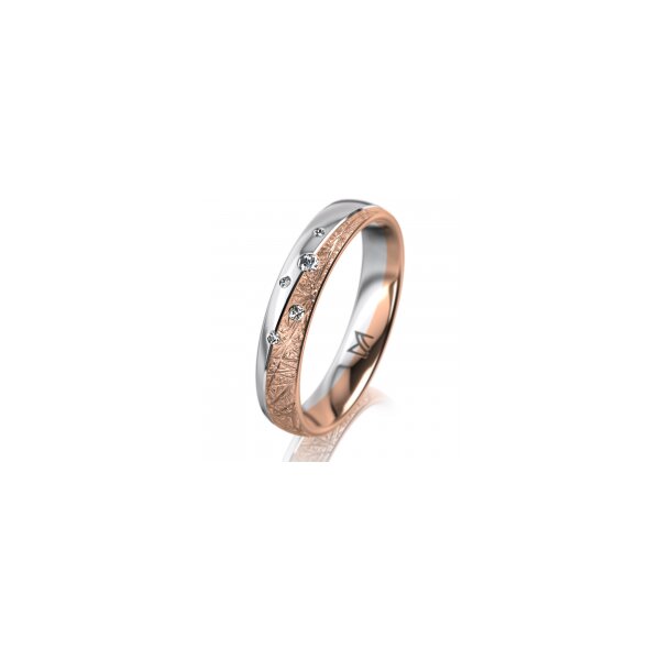 Ring 18 Karat Rotgold/950 Platin 4.0 mm kristallmatt 5 Brillanten G vs Gesamt 0,035ct