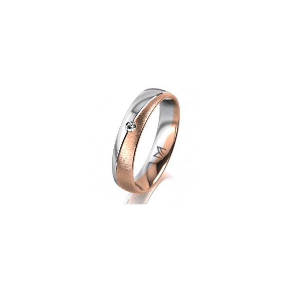 Ring 18 Karat Rotgold/950 Platin 4.5 mm sandmatt 1 Brillant G vs 0,025ct