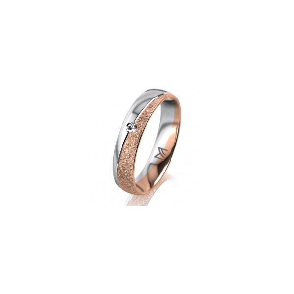 Ring 18 Karat Rotgold/950 Platin 4.5 mm kristallmatt 1 Brillant G vs 0,025ct