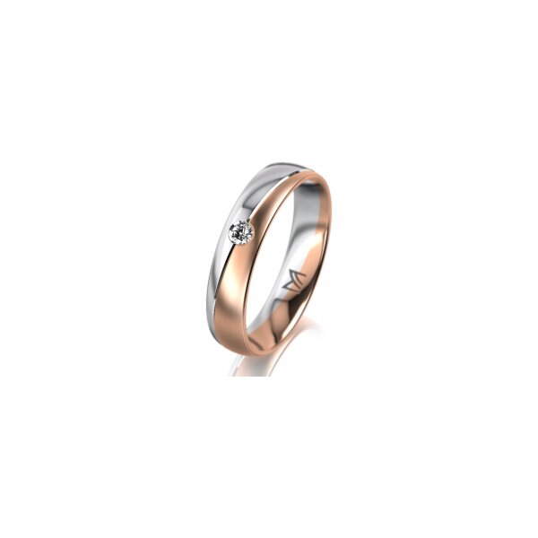 Ring 18 Karat Rotgold/950 Platin 4.5 mm l&auml;ngsmatt 1 Brillant G vs 0,050ct