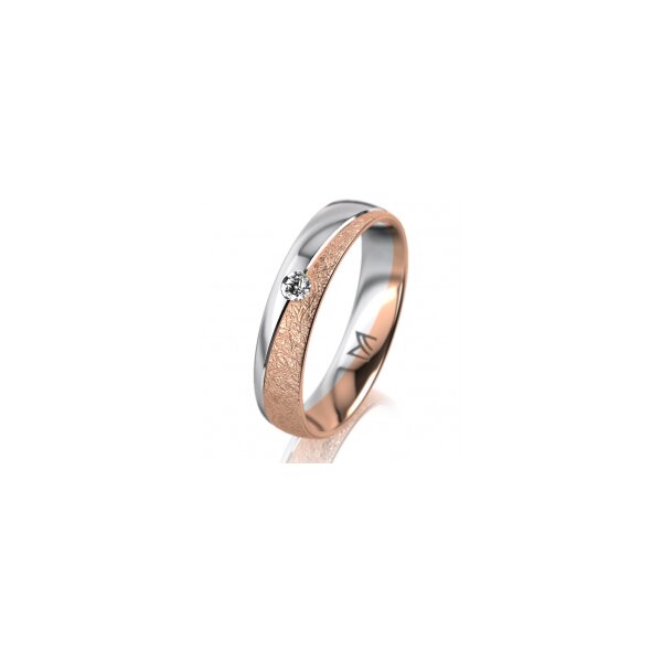 Ring 18 Karat Rotgold/950 Platin 4.5 mm kreismatt 1 Brillant G vs 0,050ct