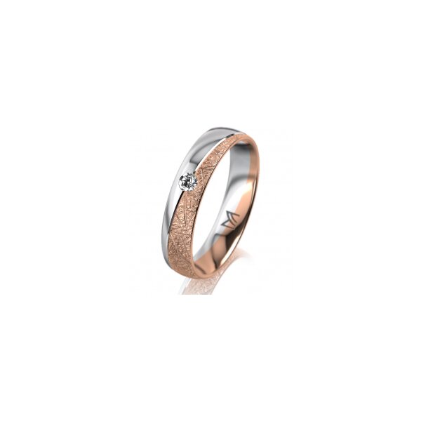 Ring 18 Karat Rotgold/950 Platin 4.5 mm kristallmatt 1 Brillant G vs 0,050ct