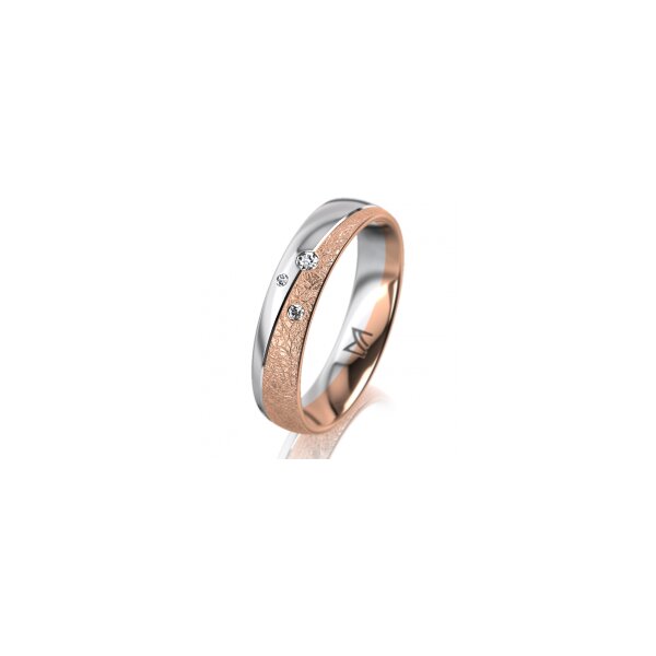 Ring 18 Karat Rotgold/950 Platin 4.5 mm kreismatt 3 Brillanten G vs Gesamt 0,035ct