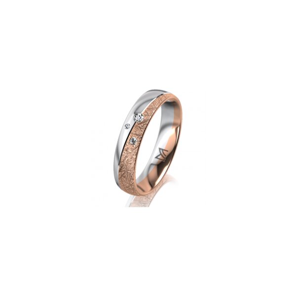 Ring 18 Karat Rotgold/950 Platin 4.5 mm kristallmatt 3 Brillanten G vs Gesamt 0,035ct