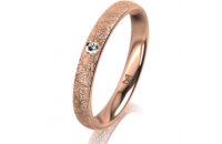 Ring 18 Karat Rotgold 3.0 mm kristallmatt 1 Brillant G vs...