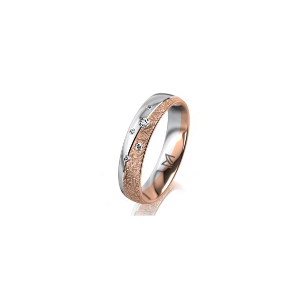 Ring 18 Karat Rotgold/950 Platin 4.5 mm kristallmatt 5 Brillanten G vs Gesamt 0,045ct