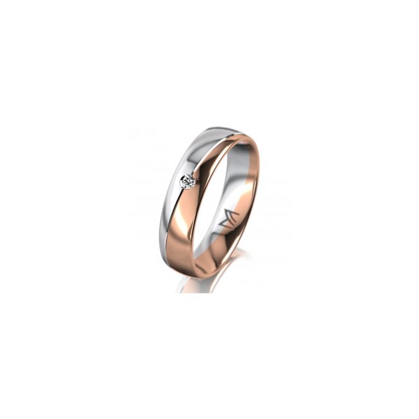 Ring 18 Karat Rotgold/950 Platin 5.0 mm poliert 1 Brillant G vs 0,025ct