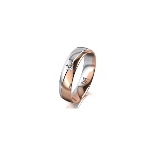 Ring 18 Karat Rotgold/950 Platin 5.0 mm poliert 1 Brillant G vs 0,050ct
