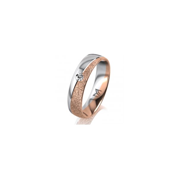 Ring 18 Karat Rotgold/950 Platin 5.0 mm kristallmatt 1 Brillant G vs 0,050ct