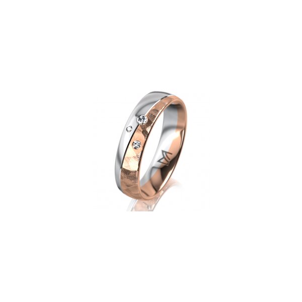 Ring 18 Karat Rotgold/950 Platin 5.0 mm diamantmatt 3 Brillanten G vs Gesamt 0,040ct