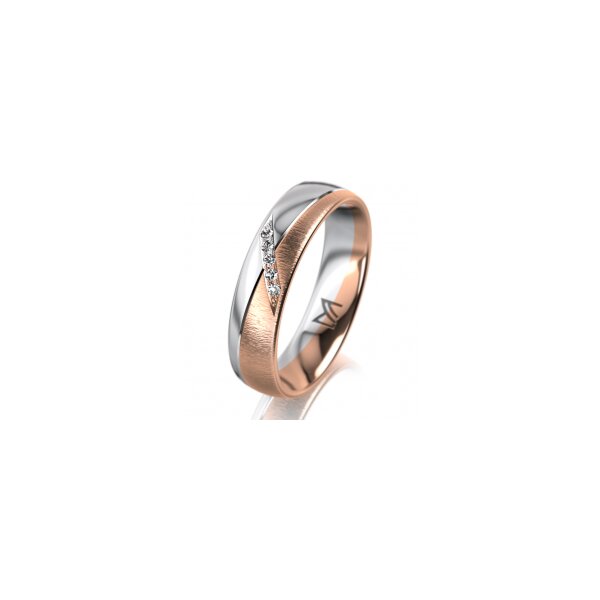 Ring 18 Karat Rotgold/950 Platin 5.0 mm sandmatt 5 Brillanten G vs Gesamt 0,035ct