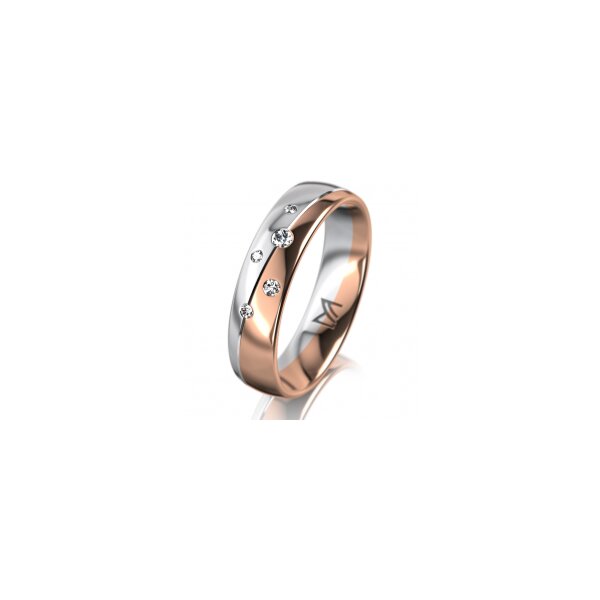 Ring 18 Karat Rotgold/950 Platin 5.0 mm poliert 5 Brillanten G vs Gesamt 0,055ct
