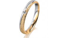 Ring 14 Karat Gelb-/Weissgold 3.0 mm kreismatt 1 Brillant...