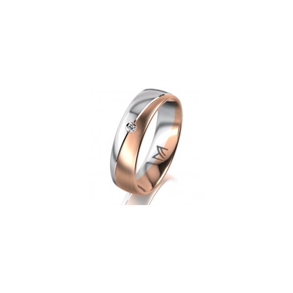Ring 18 Karat Rotgold/950 Platin 5.5 mm l&auml;ngsmatt 1 Brillant G vs 0,025ct