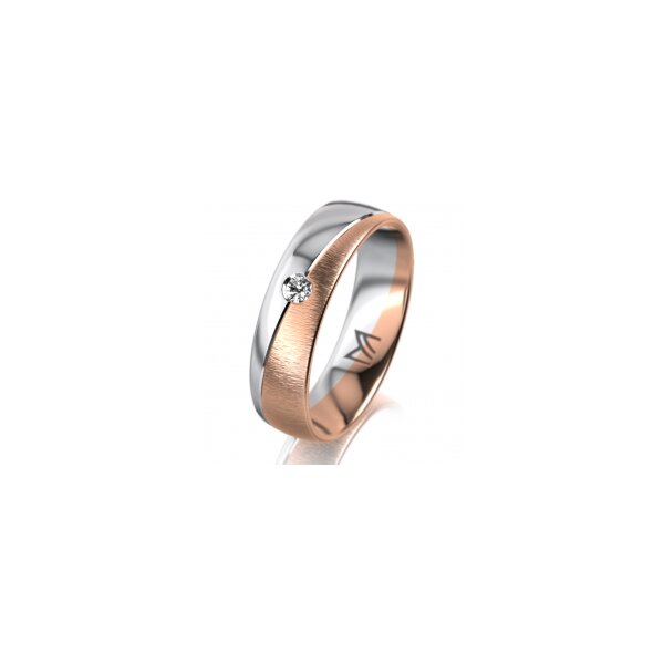 Ring 18 Karat Rotgold/950 Platin 5.5 mm sandmatt 1 Brillant G vs 0,050ct