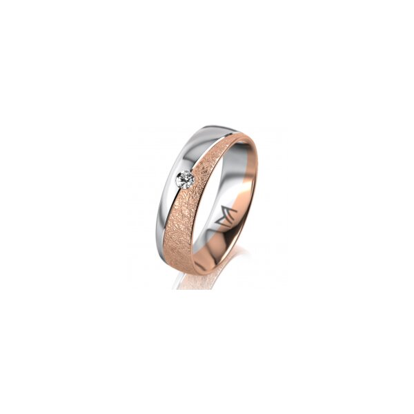 Ring 18 Karat Rotgold/950 Platin 5.5 mm kreismatt 1 Brillant G vs 0,050ct