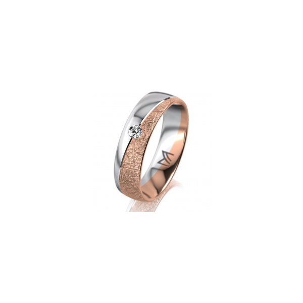 Ring 18 Karat Rotgold/950 Platin 5.5 mm kristallmatt 1 Brillant G vs 0,050ct