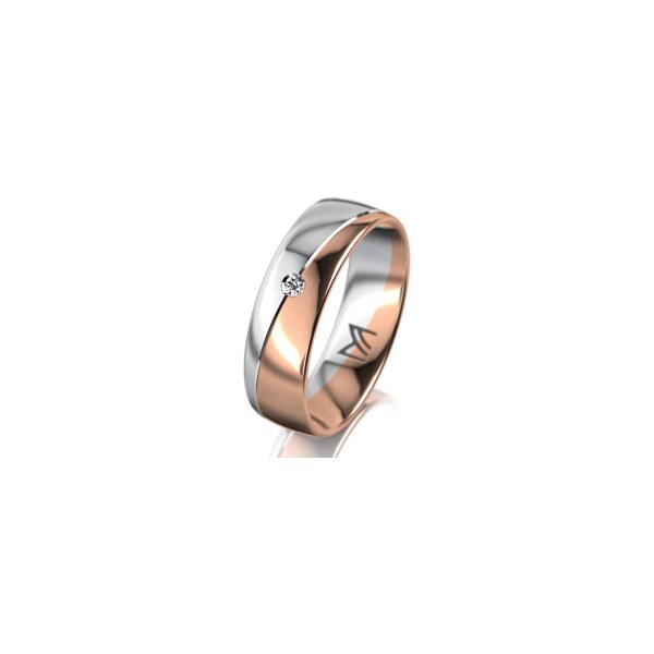 Ring 18 Karat Rotgold/950 Platin 6.0 mm poliert 1 Brillant G vs 0,025ct