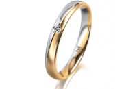 Ring 18 Karat Gelb-/Weissgold 3.0 mm l&auml;ngsmatt 1...