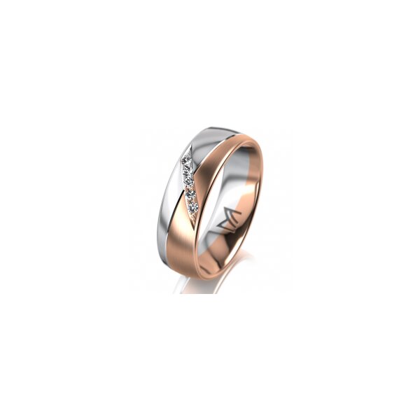 Ring 18 Karat Rotgold/950 Platin 6.0 mm l&auml;ngsmatt 5 Brillanten G vs Gesamt 0,065ct