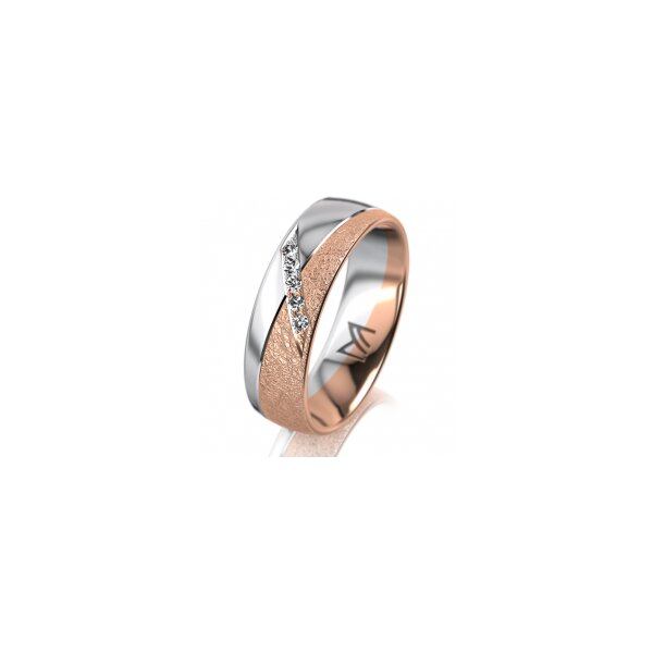 Ring 18 Karat Rotgold/950 Platin 6.0 mm kreismatt 5 Brillanten G vs Gesamt 0,065ct