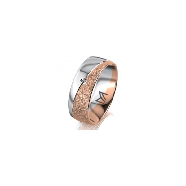 Ring 18 Karat Rotgold/950 Platin 7.0 mm kristallmatt 1 Brillant G vs 0,025ct