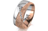 Ring 18 Karat Rotgold/950 Platin 8.0 mm kristallmatt 7...